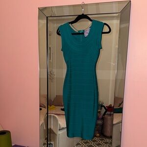 Herve Leger Teal Midi Dress